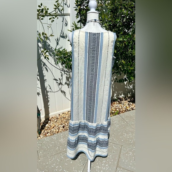 💙🤍”J. Jill” Sleeveless Cotton Dress w/Tiered Hem & Pockets! Size MP💙🤍 - Picture 4 of 12